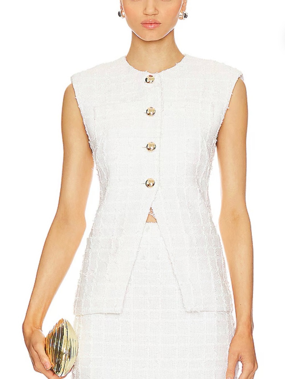 Amanda Uprichard Hughes Vest in White, size M. Retails $247 at Revolve.
